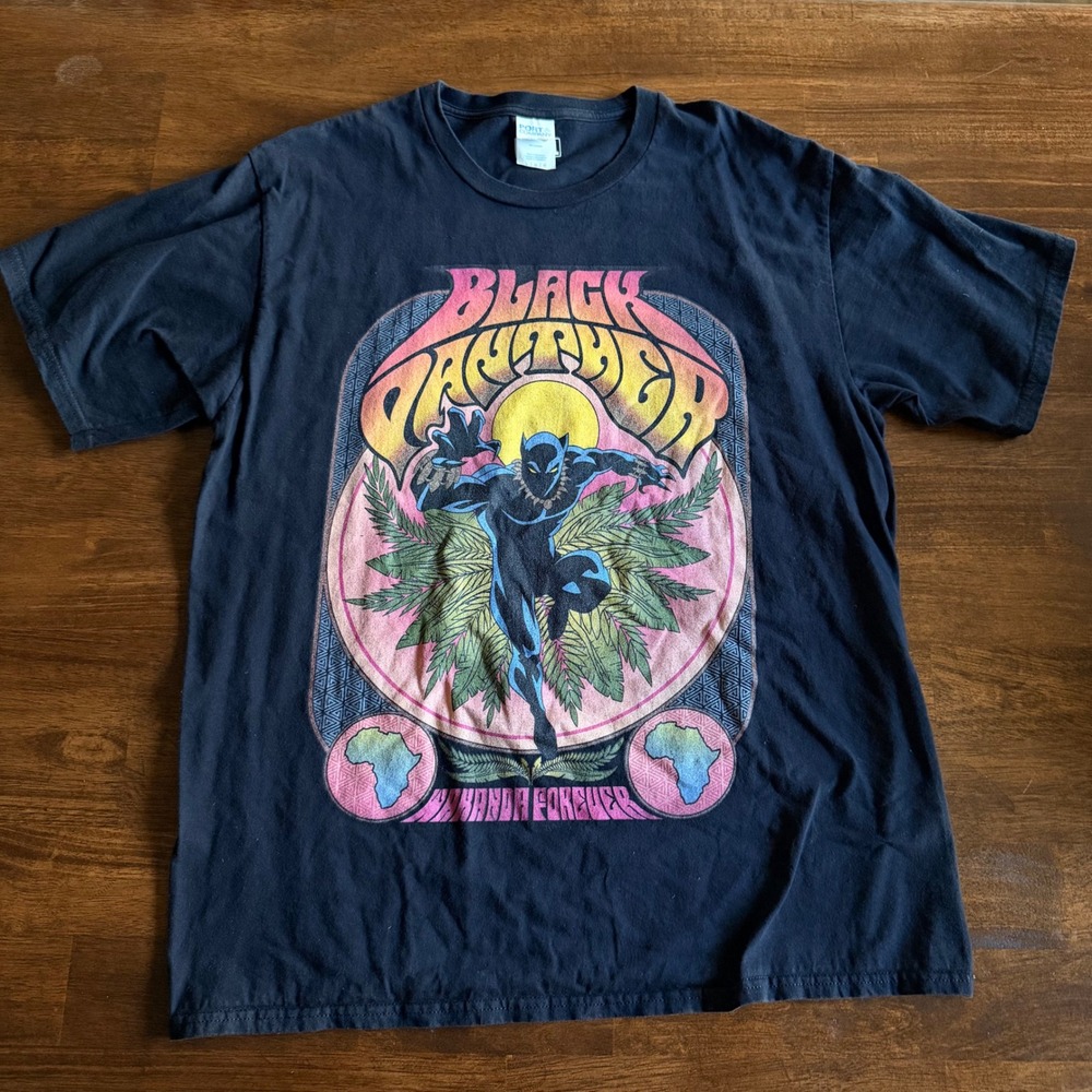 Port & Company Marvel Black Panther Wakanda Forever Graphic T-Shirt Large Black
